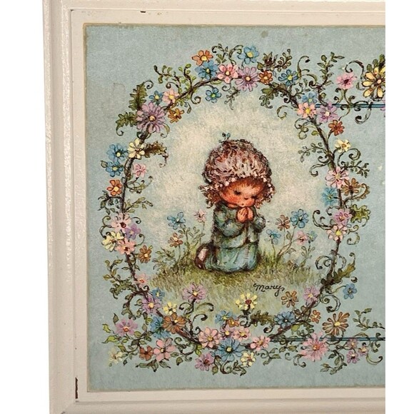 Vtg. Hallmark Plaque Religious Baby Nursery Decor Prayer Floral Wall Hanging - Picture 3 of 14